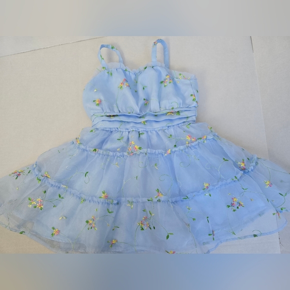 BCBGirls Other - BCBGirls Light Blue Floral Embroidered 5T Girls Dress